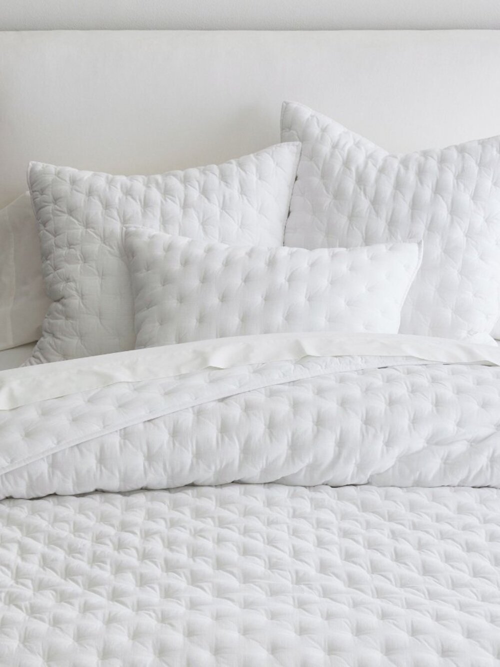 SET OF 2 POTTERY BARN CROSS STITCH QUILTED SHAMS